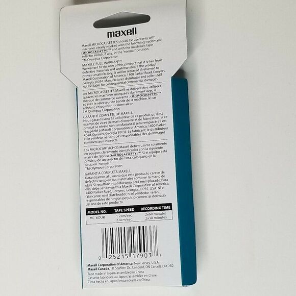 Vintage Maxell Audio MC-60UR Cassette 60 Minute Blank Tapes - Picture 4 of 4